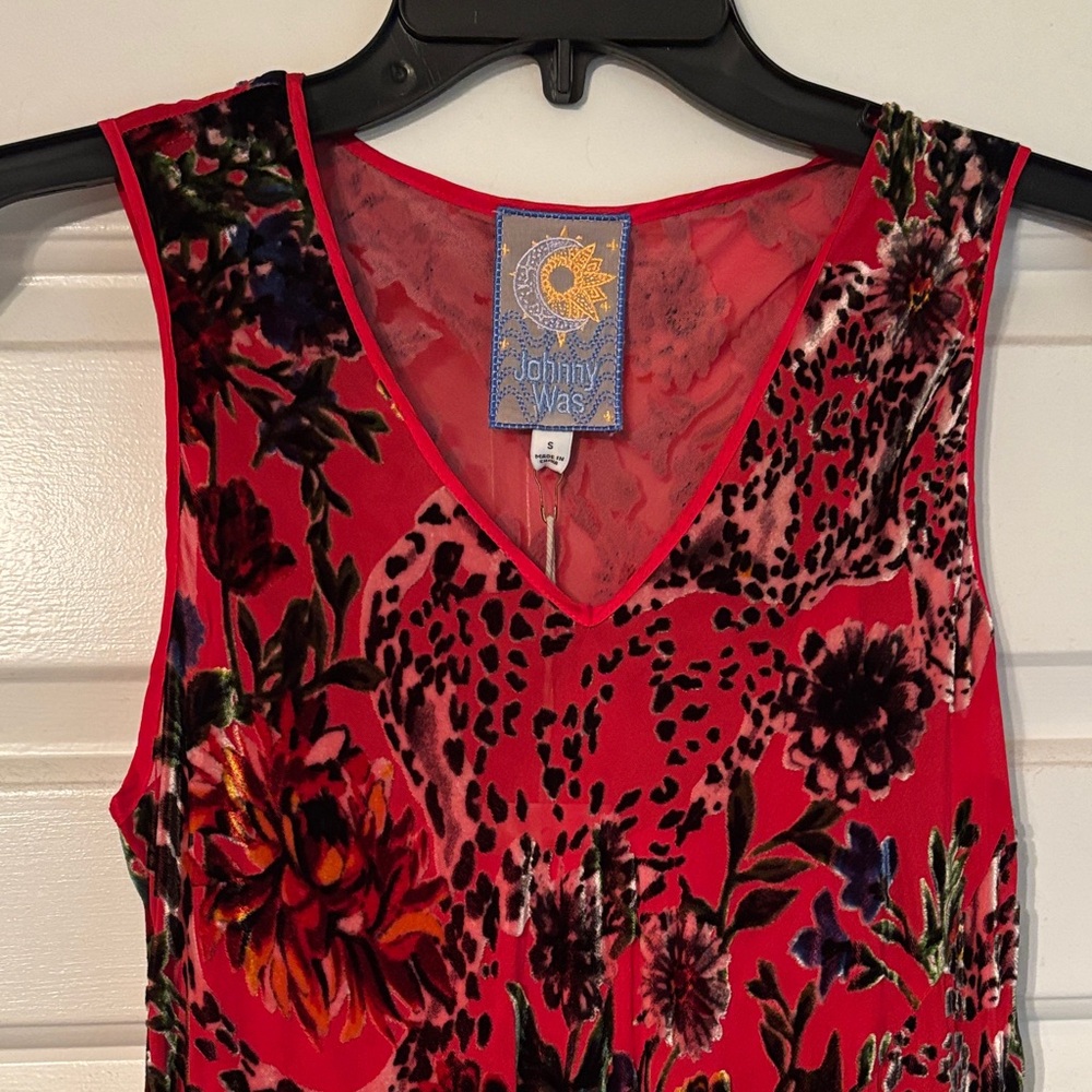 Johnny Was Scarlet Velvet Floral Dress